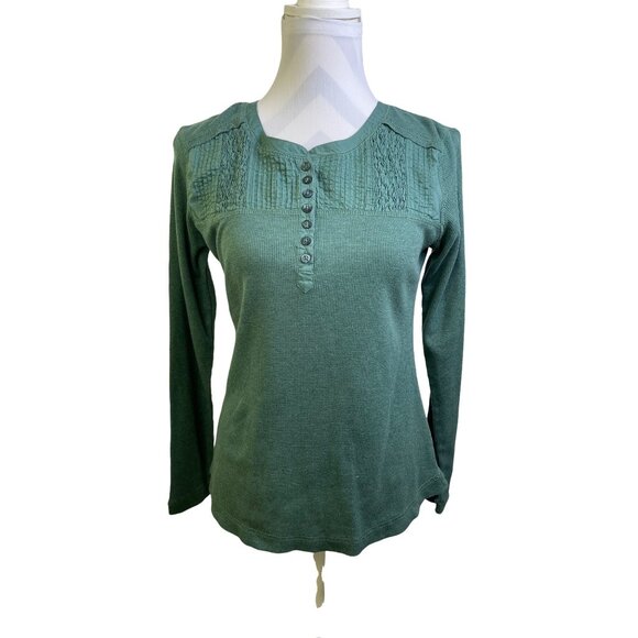 Bob Timberlake Long Sleeve Ribbed Top  Small Green - Picture 1 of 5